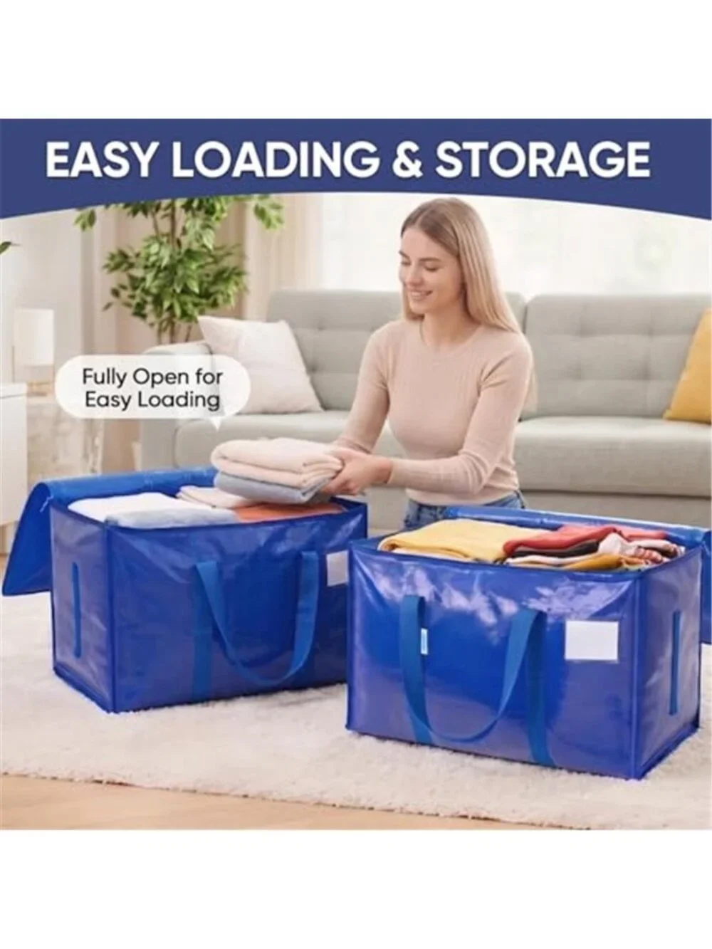 6 Pack Extra Large Moving Bags Heavy Duty with Zippers & Carrying Handles